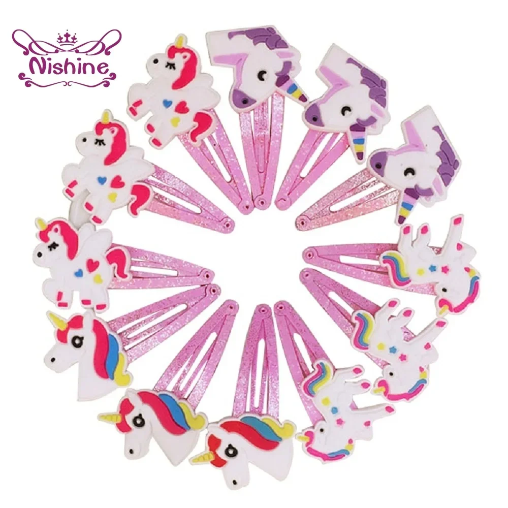 Travel Accessories For 6 Year Old - Nishine 10 adet/grup Unicorn Saç Klipleri