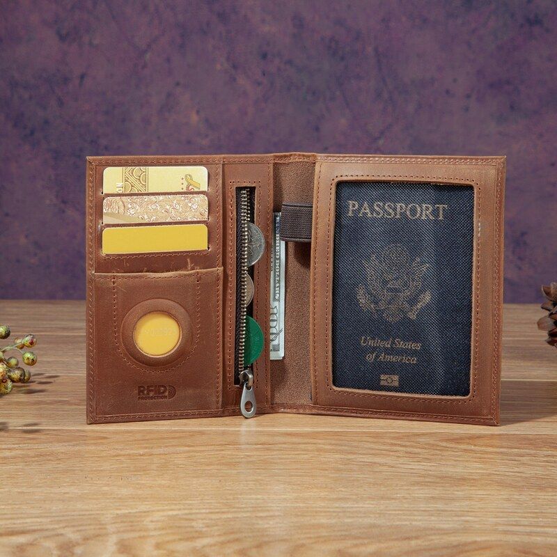 Passport Holder Rfid - Şık Unisex Mad Deri Pasaportluk Çok